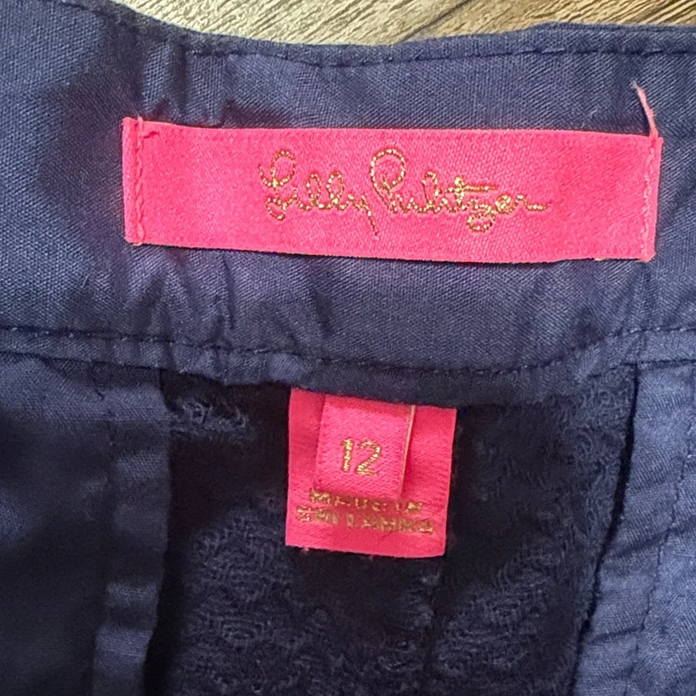 Lilly Pulitzer Navy Scalloped Hem Shorts - Picture 3 of 5
